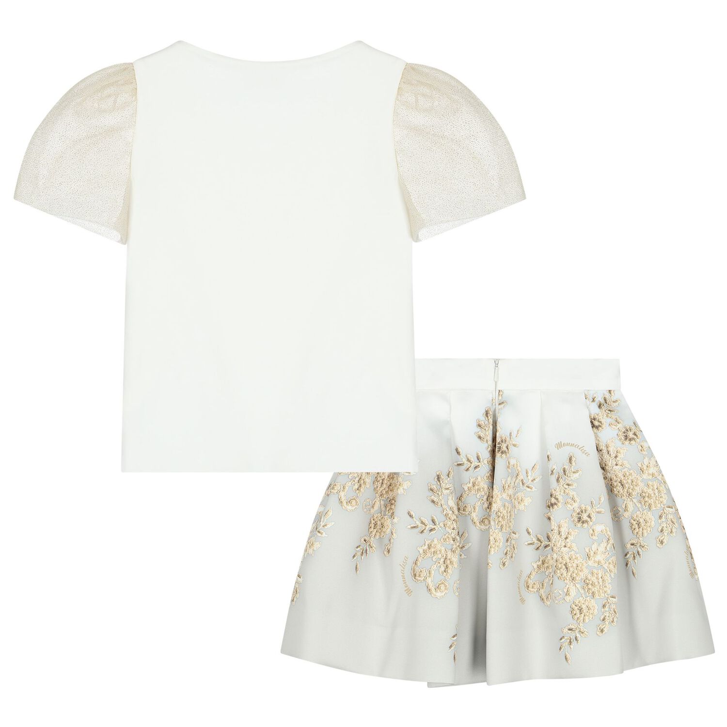 Girls White & Gold Skirt Set, 1, hi-res