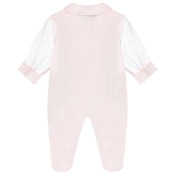 Baby Girls Pink Lace Babygrow
