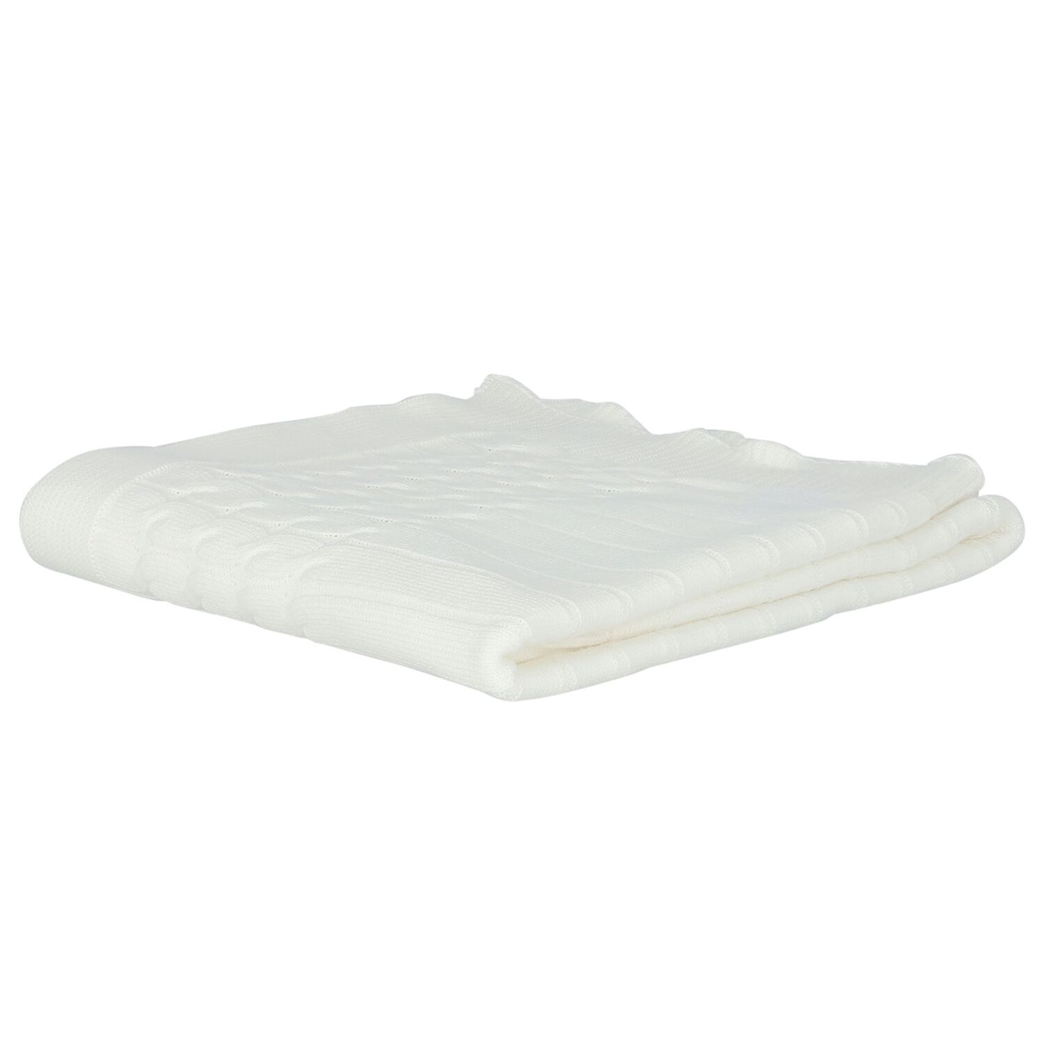 White Knit Baby Blanket, 3, hi-res