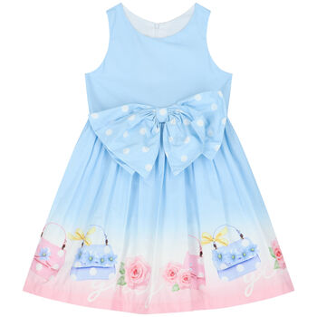 Girls Blue Bow Dress