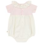 Baby Girls Pink & Ivory Logo Bodysuit, 1, hi-res