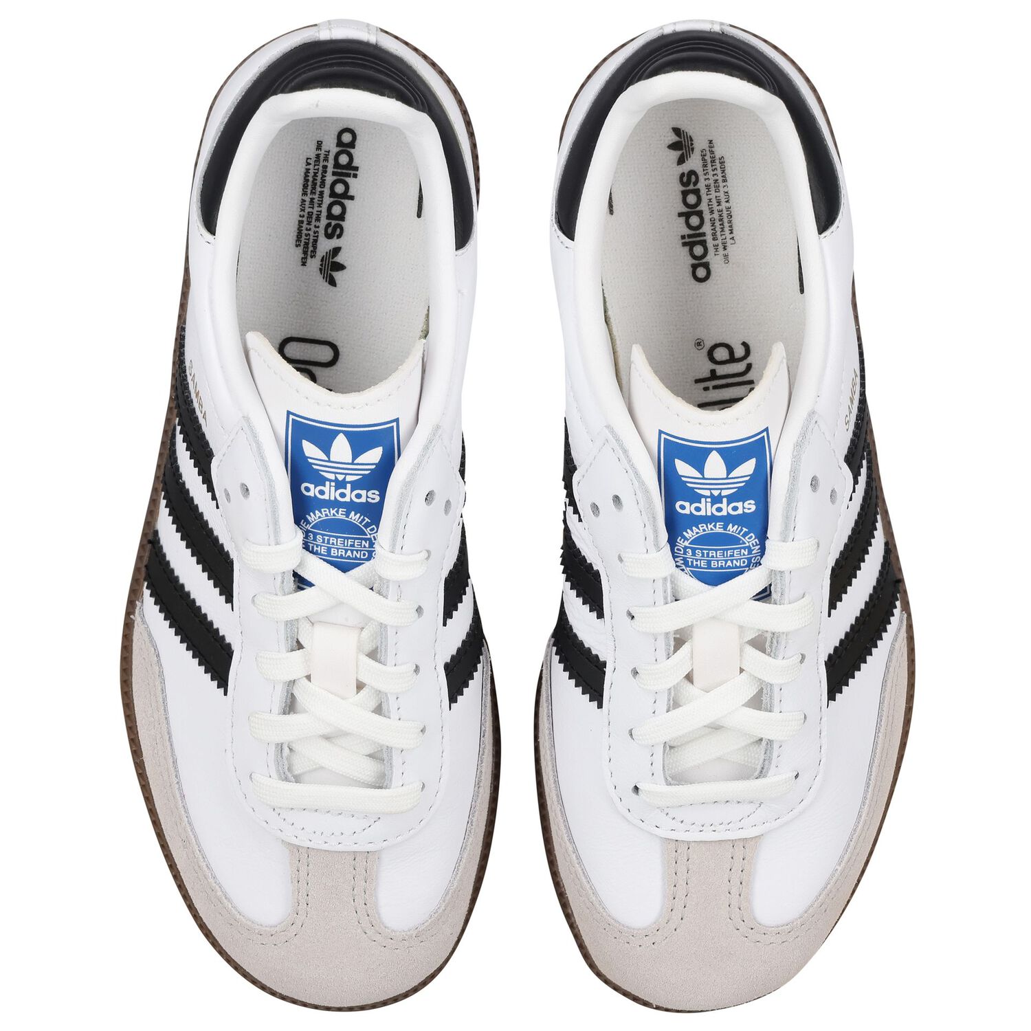 White & Black Logo Samba Trainers, 1, hi-res