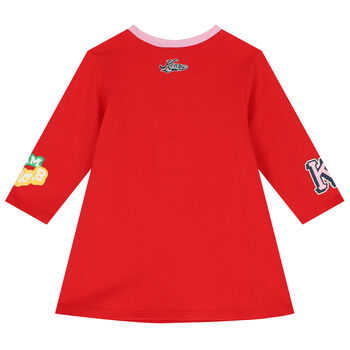 Younger Girls Pink & Red Varsity Logo Dress