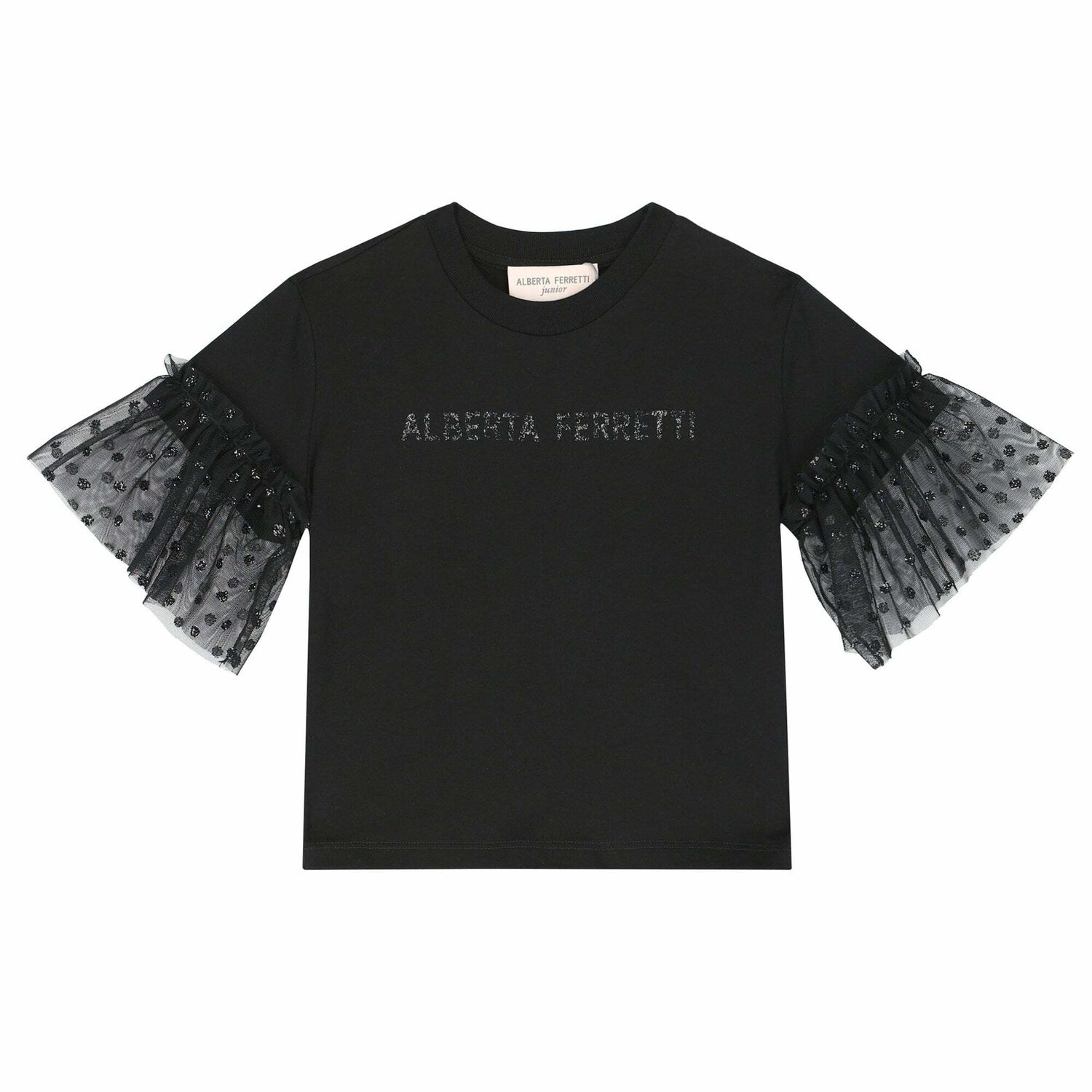 Girls Black Logo T-Shirt, 1, hi-res