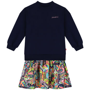 Girls Navy Blue Sweatshirt Dress