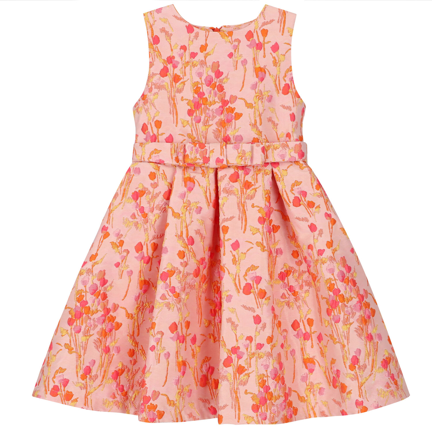 Girls Pink Floral Jacquard Dress, 1, hi-res image number null