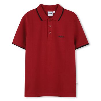 Boys Red Logo Polo Shirt