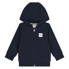 Younger Boys Navy Blue Logo Hooded Zip Up Top, 1, hi-res