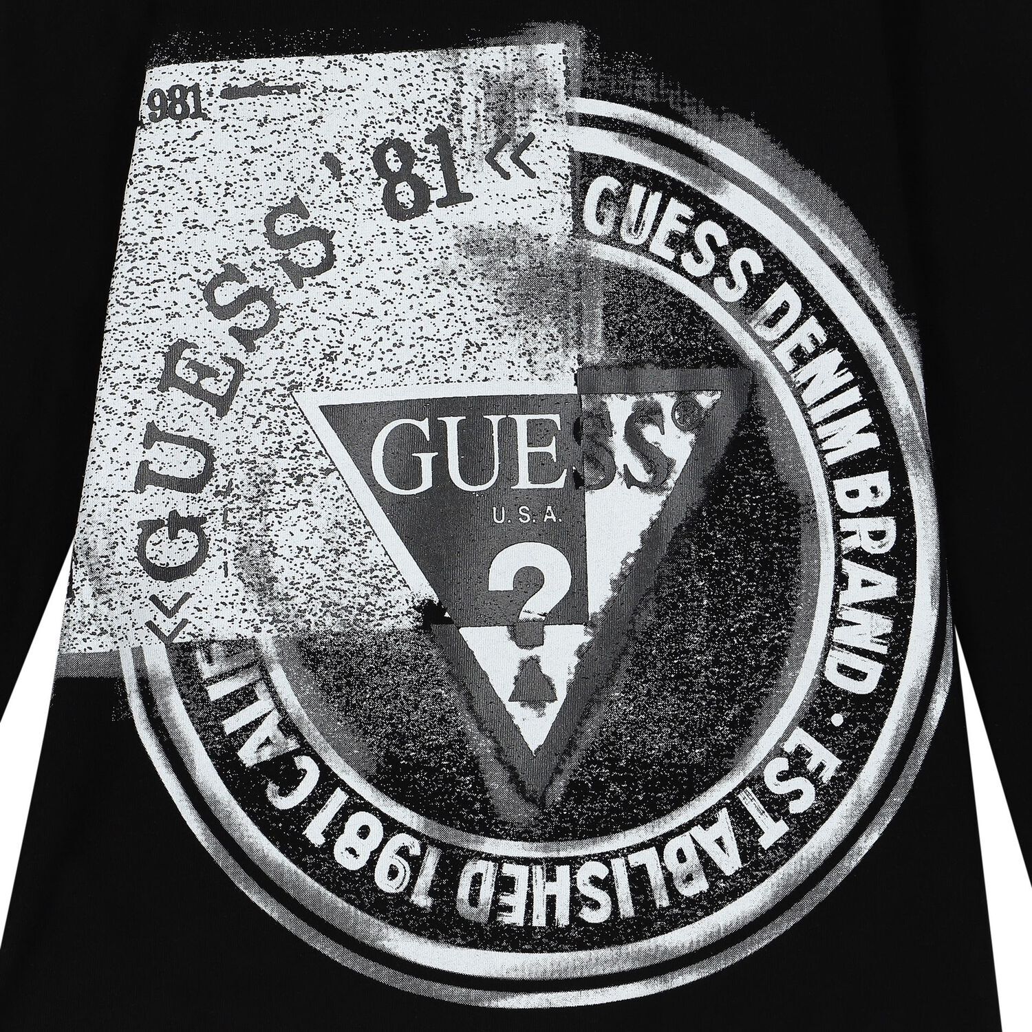 توب أولاد بأكمام بالشعار باللون الأسود, 1, hi-res