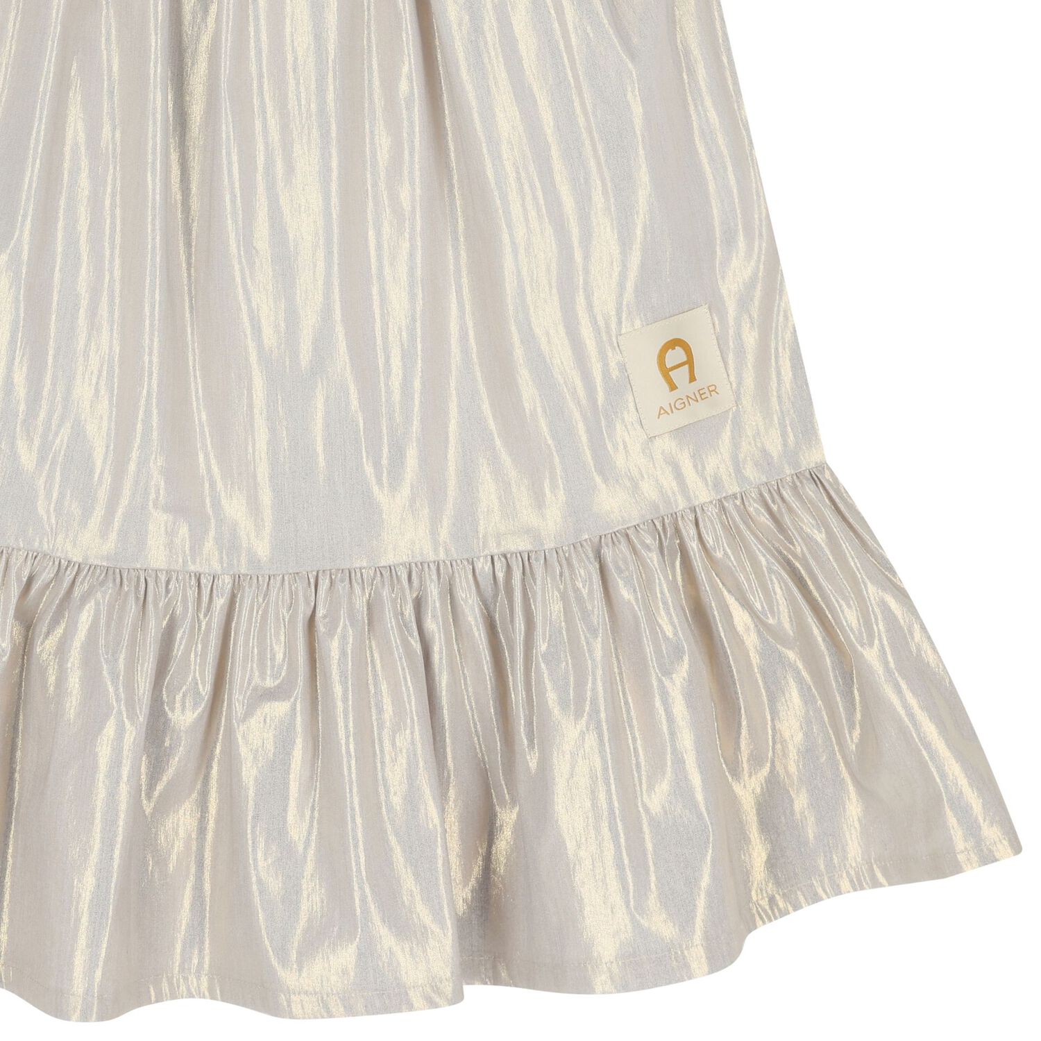 Girls Grey & Gold Logo Dress, 1, hi-res