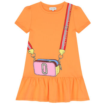 Girls Orange Logo Dress