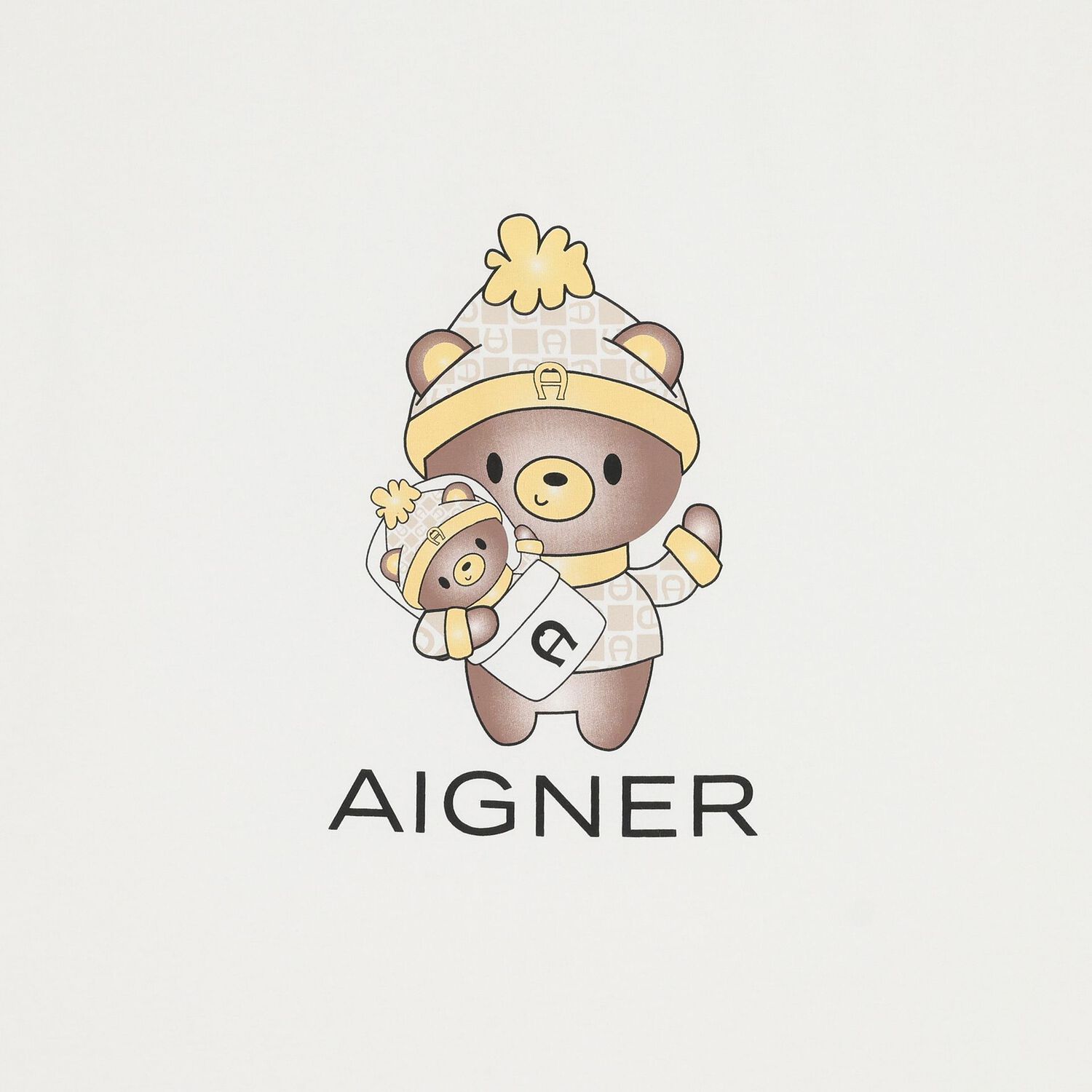 Ivory & Beige Teddy Bear Logo Baby Blanket, 1, hi-res