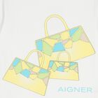 تيشيرت بنات بطبعة حقيبة باللون الأبيض, 1, hi-res