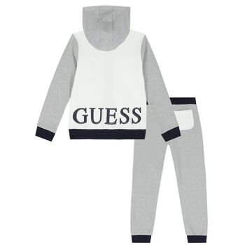 Boys White & Grey Logo Tracksuit