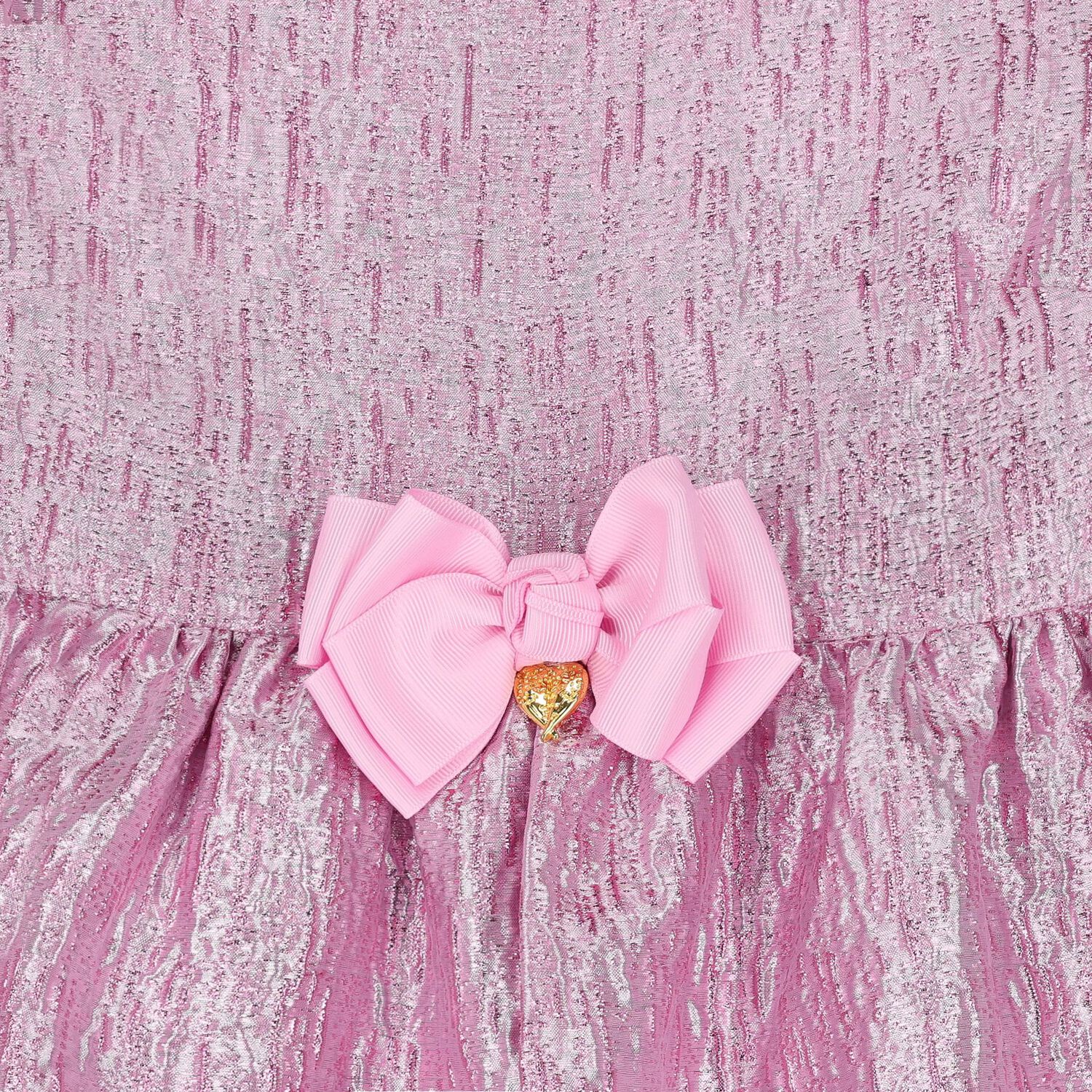 فستان بنات مكشكش بالشعار باللون الوردي, 2, hi-res image number null