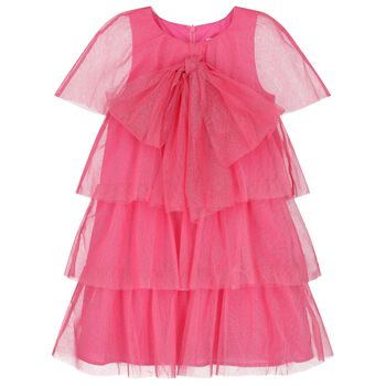 Girls Glittery Pink Tulle Dress