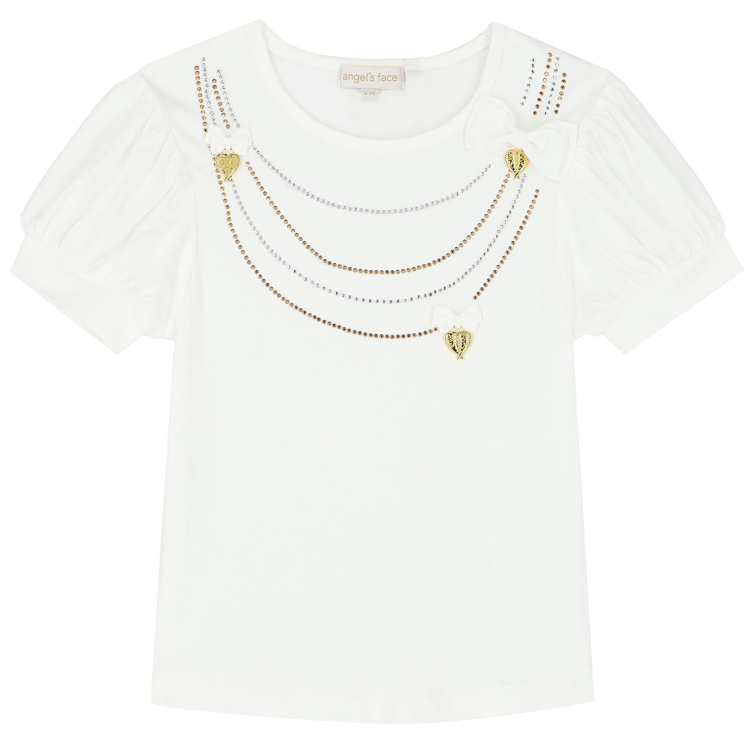 Girls White Necklace T-Shirt, 1, hi-res image number null