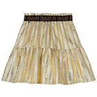 Girls Gold Striped Skirt, 1, hi-res