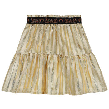 Girls Gold Striped Skirt