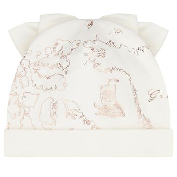 Baby Girls Ivory Bow Geo Map Hat