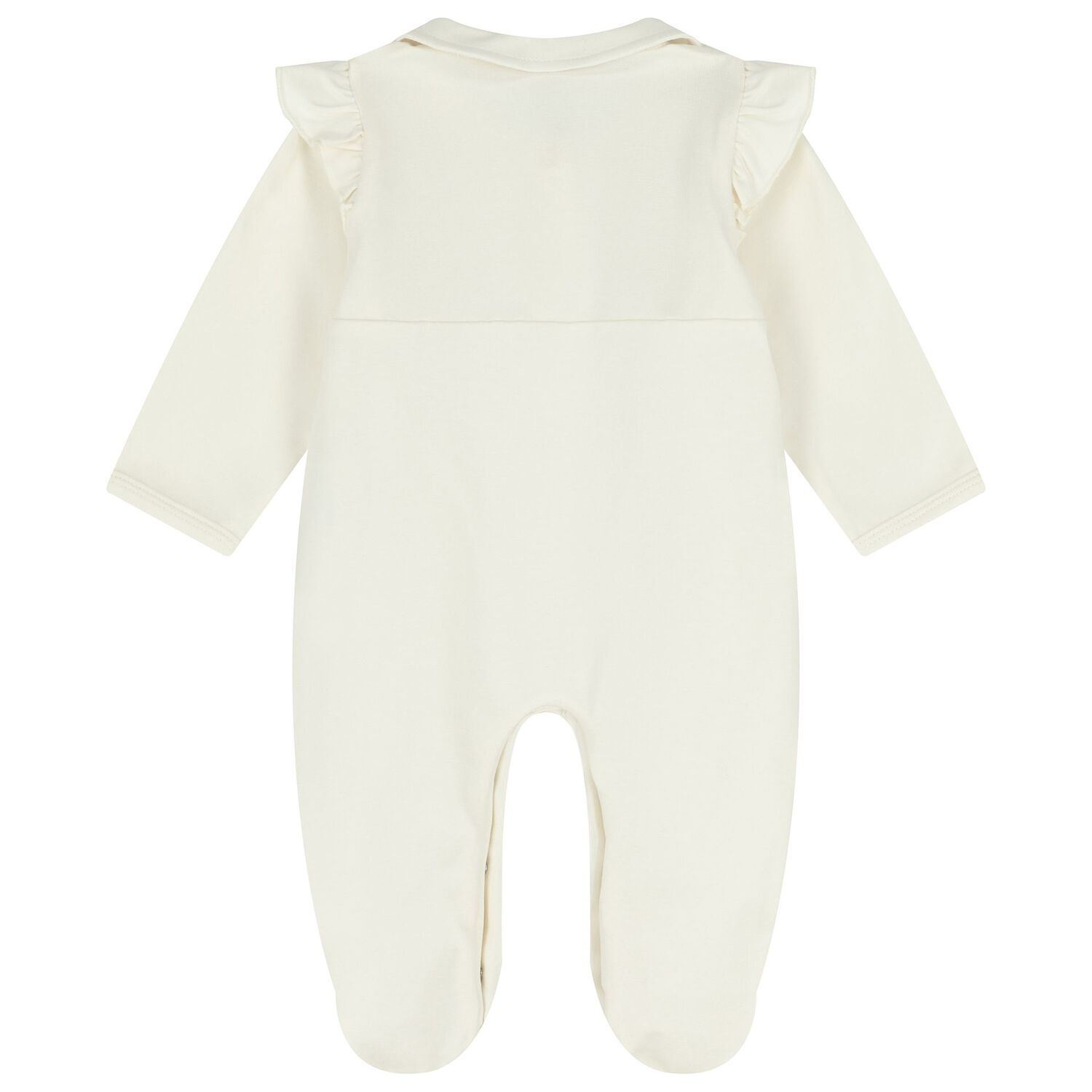 بدلة أطفال بناتي عاجية اللون مزينة بكشكشة وشعار, 1, hi-res