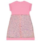 Girls Pink Sequins Logo Dress, 1, hi-res