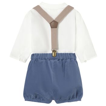 Baby Boys White & Blue Shorts Set