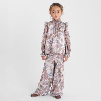 Girls Beige Paisley Trousers