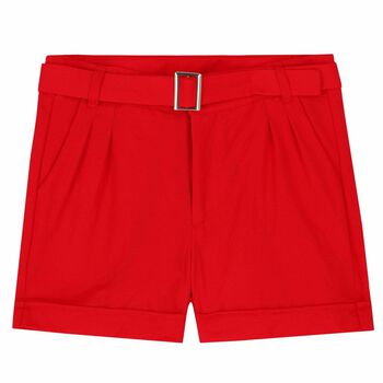 Girls Red Shorts With Belt