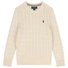 Ivory Logo Cable Knit Jumper, 1, hi-res