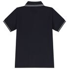 Boys Navy Blue Logo Polo Shirt, 1, hi-res