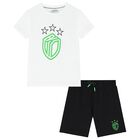 Boys White & Black Logo Shorts Set, 1, hi-res