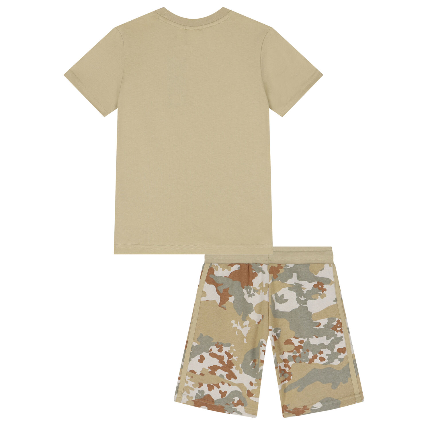 طقم شورت بالشعار مموه باللون البيج, 1, hi-res image number null