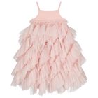 Girls Pink Tulle Ruffles Dress, 2, hi-res