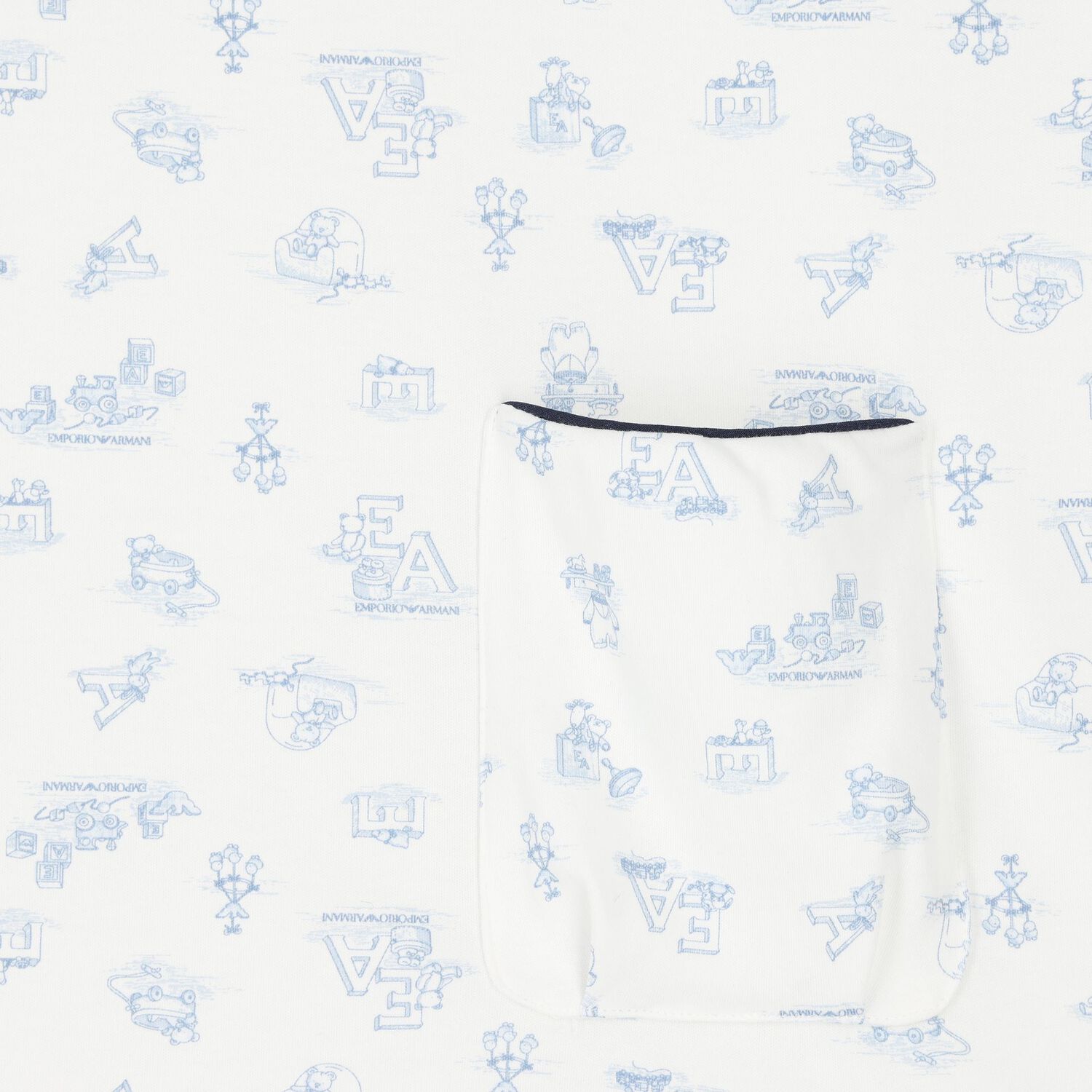 Baby Boys Ivory & Blue Logo Blanket, 1, hi-res