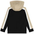 Boys Black Logo Hooded Zip Up Top, 1, hi-res
