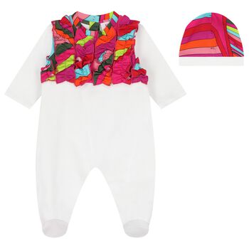 Baby Girls White & Pink Iride Babygrow Gift Set
