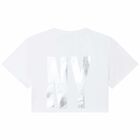 توب بالشعار باللون الاسود والابيض للبنات, 1, hi-res