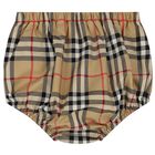 Baby Girls White & Beige Check Dress Set, 1, hi-res