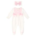 Girls Ivory & Pink Babygrow & Headband Set, 2, hi-res
