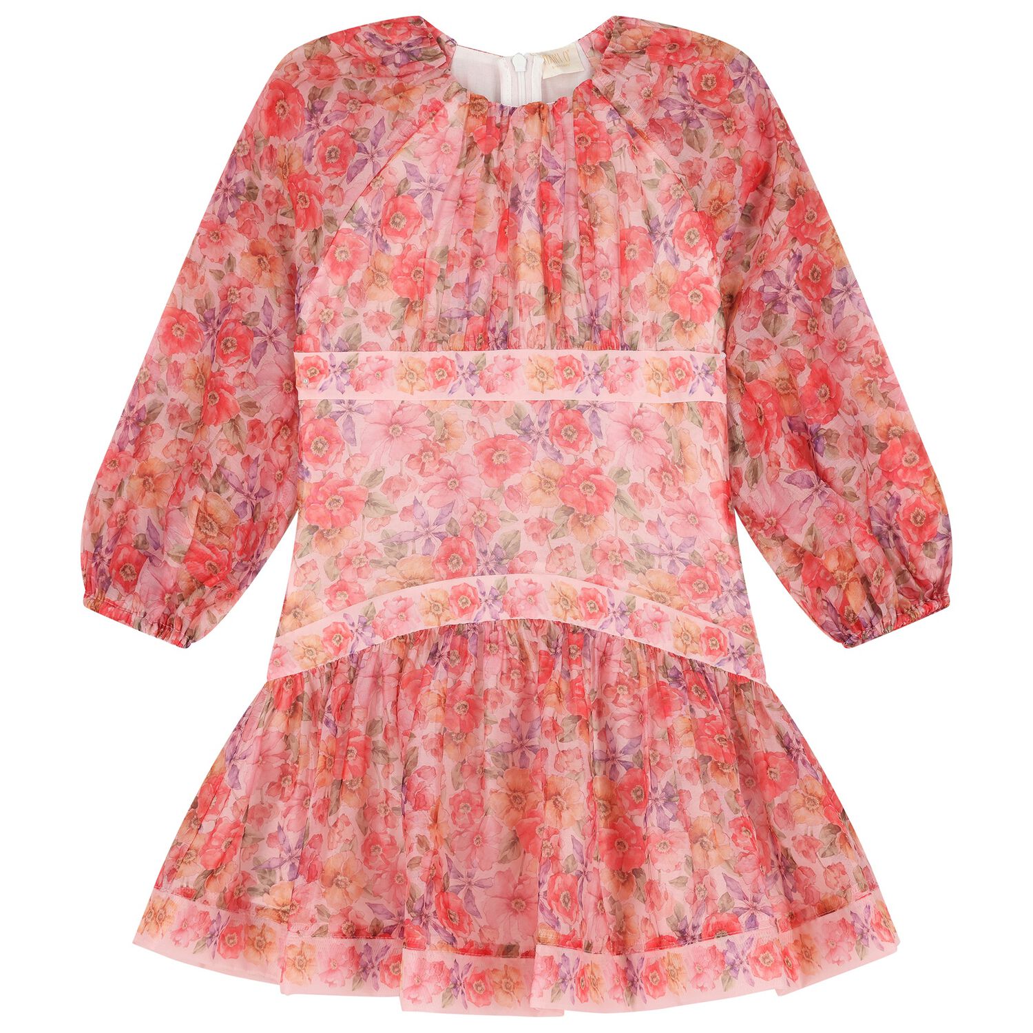 Girls Pink Floral Dress, 1, hi-res
