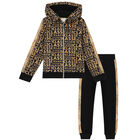 Boys Black Logo Tracksuit, 1, hi-res