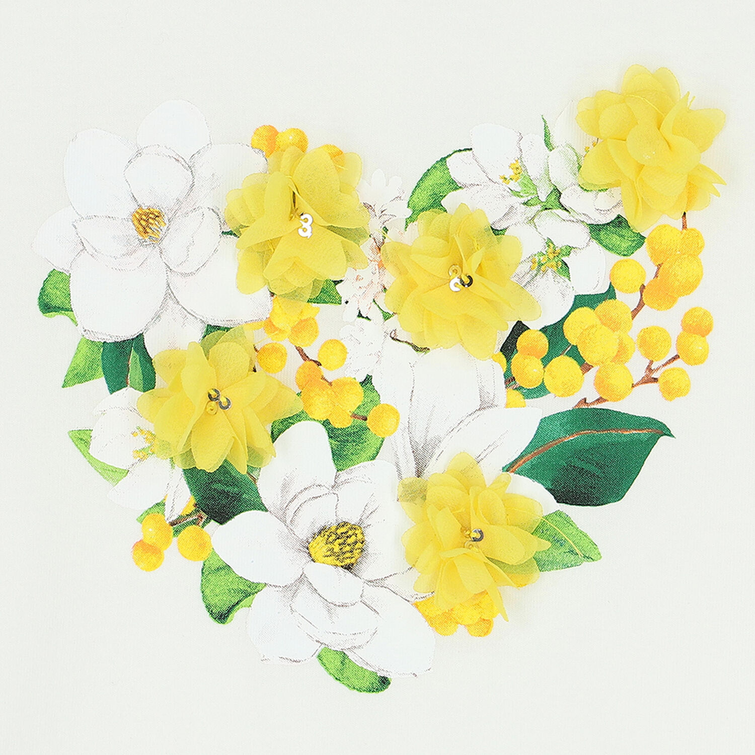 تيشيرت بالزهور باللون العاجى للبنات, 1, hi-res image number null