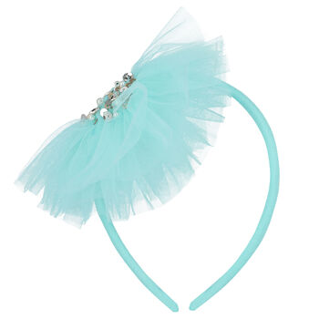 Girls Aqua Tulle Headband