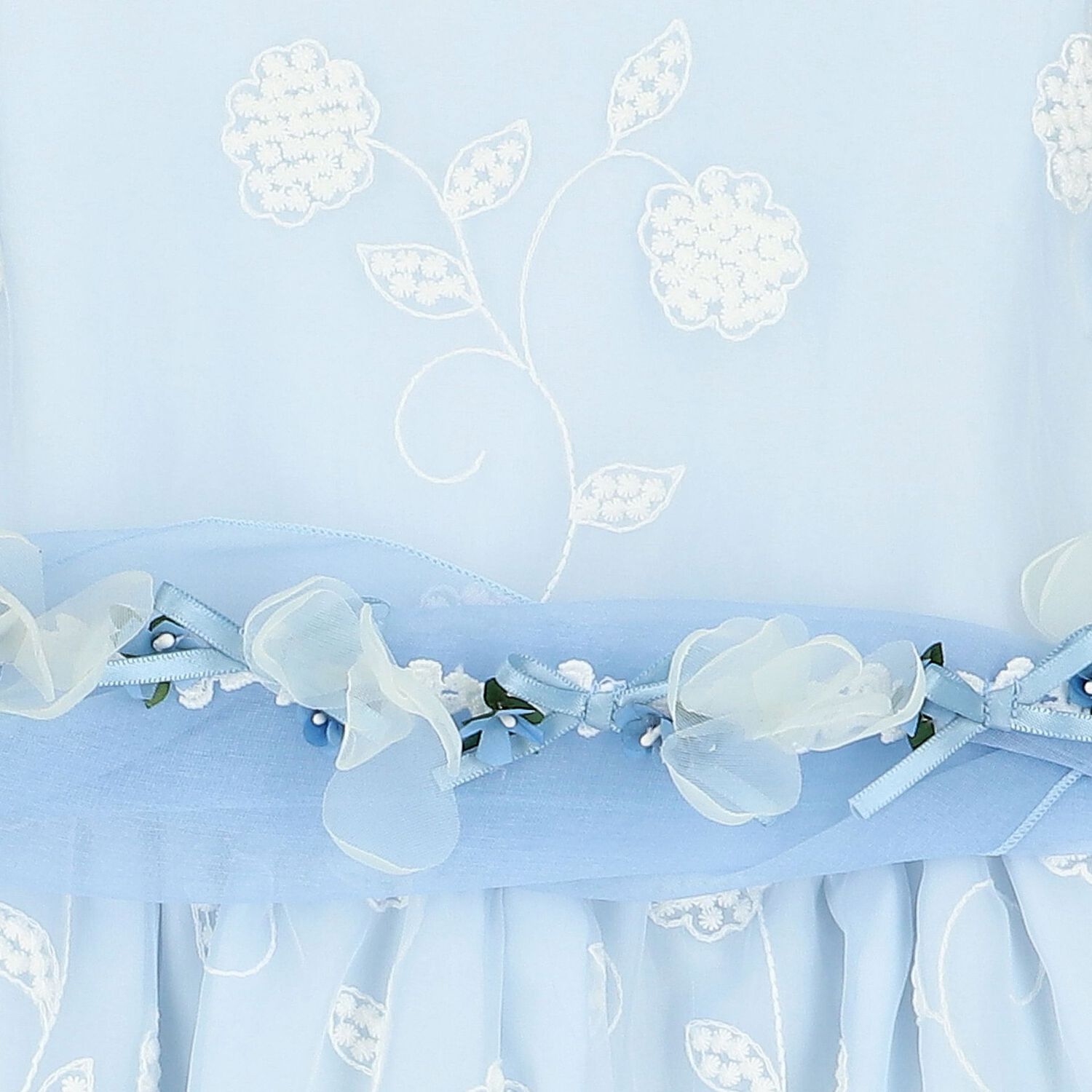 Girls Blue & White Floral Dress, 1, hi-res