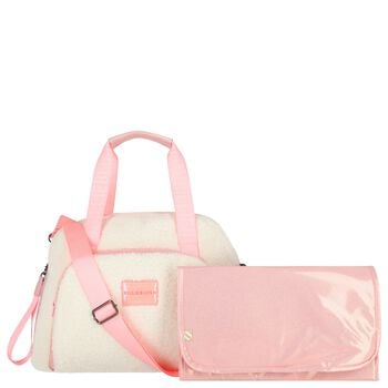 Baby Girls Ivory & Pink Sherpa Fleece Changing Bag