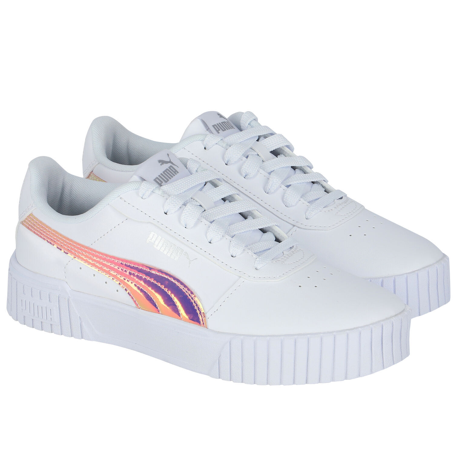Girls White Carina Trainers, 1, hi-res