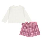 Younger Girls Ivory & Pink Shorts Set, 1, hi-res