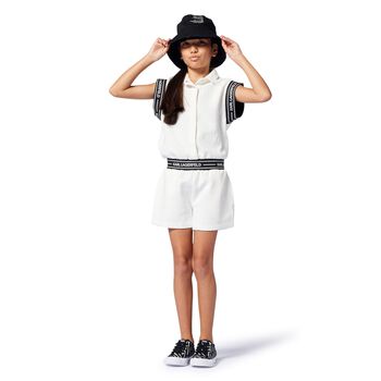 Girls White Logo Playsuit