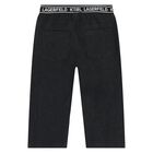 Younger Boys White & Black Denim Trousers Set, 1, hi-res